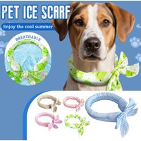 Summer Dog Collar Cool Pet Dog Cooling Bandana Adjustable Ice Scarf Cute Print Dog Cooling Collar Heatstroke Pet Dog Accessories