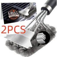 1/2PCS Safe Grill Brush and Scraper with Deluxe Handle Grill Cleaner Brush Stainless Steel Bristle Grill Brush Accessories