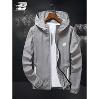 AliExpress NONE Mens B Logo Hooded Windbreaker Jacket Lightweight Waterproof Windproof Casual Outdoor Sports Hiking Cycling Long Sleeve Coat