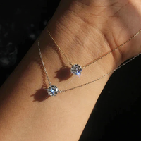 Huitan Simple Versatile Round Zirconia Necklace Female Bridal Wedding Accessories Fashion Dainty Crystal Pendant Jewelry Gifts