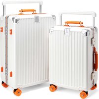 New Japan wide-axle aluminum frame luggage box men women carry on travel suitcase with password lock swivel wheels trolley bag