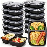 10/20PCSDisposable Plastic Covered Meal Box Double Compartment Meal Box Suitable Fast Food Takeaway Portable Outdoor Picnic