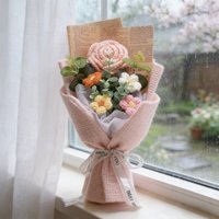 Artificial Flower Crochet Bouquet Handmade Anniversary Sunflower Daisy Bouquet Mothers Day Birthday Gift Eternal Flower