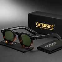 CATERSIDE Retro Round Men's Sunglasses High-Quality Thick Style Women's Outdoor Travel Business Driving Decorative Glasses UV400