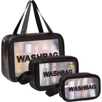 1/3pcs Transparent Makeup And Toiletries Bag, Large Capacity Pvc Semi Transparent Frosted Portable Storage Bag