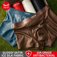 MiiOW 3Pcs Cool Ice Silk Men Satin Underwear Boxers 10A Antibacterial Men's Panties Silky Breathable Man Underpants Boxer Shorts