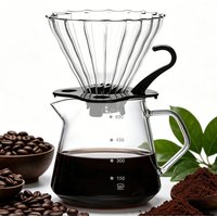 Pour Over Coffee Maker, 20OZ /600ML Glass Carafe Coffee Server with Glass Coffee Dripper, Drip Coffee Maker Set, 1-5 Cups