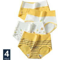 Hohe Taille 4 Teile/satz Baumwolle Höschen Frauen Body Shaper Unterwäsche Atmungs Niedlichen Druck Mädchen Briefs Weiche Weibliche Dessous M-2XL