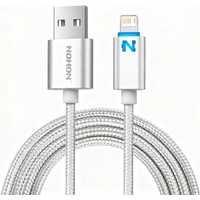 Smart Led Light Fast Charging USB Braided Cable For iPhone 11 12 13 Mini 14 Pro Max X XR XS Max 6S 7 8 Plus USB-A Data Cable 1m