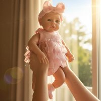 AnjoDoll 13inch Silicone Meadow Reborn Girl, Open Mouth, Waterproof, Lifelike Painted Doll Toys, Ideal Gifts Play Doll Toy