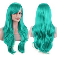 Synthetic Hair Light Vibrant Teal Wavy Lolita Cosplay Wig Anime Hatsune Miku Wigs Halloween Michiru Kaioh Costume Wig for Women