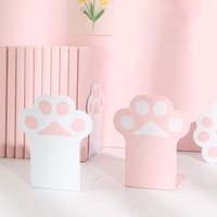 1 Pair Metal Desktop Bookends Support Cartoon Paw Book Ends Book Stopper Non-Skid For Shelves Office Home Library