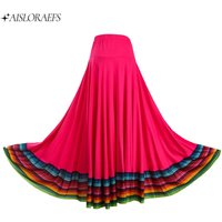 Womens Folklorico Dance Skirt Spanish Flamenco Colorful Big Swing Long Skirts Mexican Folk Dance Performance Costume
