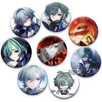 Prune,Nicole Reeyn,Lohen,Sandrone,Mavuika Brooches Exquisite Tinplate Badge for Backpack Accessories Round Cartoon Lapel Pins