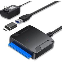 SATA to USB 3.0 and USB C Adapter Cable for 3.5 2.5 Inch SSD/HDD Hard Drive Reader, External Converter for SSD/HDD Data Transfer