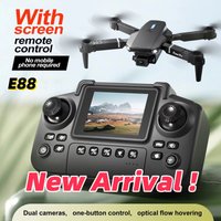 New upgrade E88 Drone Remote Control with Screen Dual Camera Optical Flow Localization 2.4GRC Quadcopter Onebutton Takeoff Drone