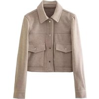 HH Jacken Für Frauen Herbst Fashion Solid Front Taschen Taste Langarm Jacke Elegante Frau Casual Oberbekleidung Mantel