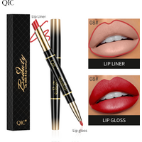 QIC Lipstick Lipliner Pen Matte Velvet Lip Liner Pencil Contour Makeup Sexy Red Lip Stick Long Lasting Cosmetics