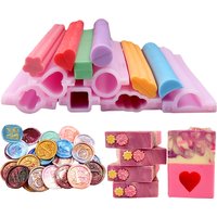 Tube Shape Silicone Soap Molds - Flower Heart Column Soap Making Mold for Handmade Soap Lotion Bar Wax Craft DIY Tools