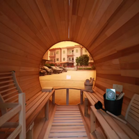 Pure White Pine Wood Canadian Cedar Wood Hemlock 2-8 Person Outdoor Steam Sauna Room with Panoramic Glass