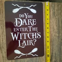 Do You Dare Enter The Witches Lair Halloween Metal Wall Sign