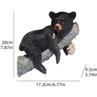 Resin Black Bear Cub Statue Cute Animal Figurine Home Decoration Outdoor Garden Tree Trunk Ornament
