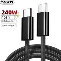 Tzlrxl 240W Type C to Type C USB C Cable Cord PD3.1 100W Fast Charging Charger Cable Wire for Macbook Pro iPhone Samsung Xiaomi