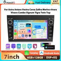 Autoradio Podofo 7'' 6+128G pour Opel Astra Antara Vectra Corsa Zafira, lecteur multimédia Carplay Android Auto WIFI GPS