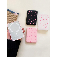 1 black/pink heart-shaped TPU charging protective case, compatible with Apple's original MagSafe wireless power bank