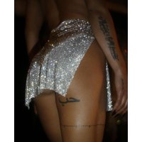 Luxury Full Diamonds Glitter Mini Skirt For Women Sexy Side Split Metal Hollow Out Short Skirt Rave Festival Party Outfits New