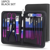 Manicure Set, Stainless Steel Gradient Professional Pedicure Kit Nail Scissors Grooming Kit With Travel Case