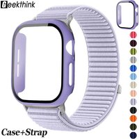 Nylon strap+Case For Apple Watch 38-40-41-42-44mm 45mm 46mm Screen Protector Protective Cover iWatch 11 10 8 7 9 6 SE 5