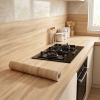 Light Oak Wood Self-Adhesive Wallpaper Anti-oil Waterproof Removable Wood Sticker For Kitchen Countertop Wall Cabinet Stove Surr
