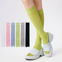3 Pairs Summer Calf Socks Women's Clogs Socks Solid Color Love Heart Flip Flips Sock Long Mesh Tabi Two Toed Thin Cotton Socks