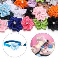10pcs/lot 30mm Mini Inlaid Rhinestones Small Handmade DIY Satin Ribbon Flowers Head for Decorate Clothing Supplies Accessories