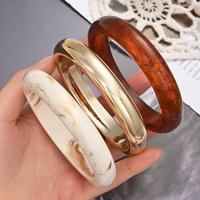 3Pcs/Set Trend Acrylic Round Geometric Exaggerated Chunky Bangles for Women Resin Statement Charm Metal Bracelet Jewelry Gifts