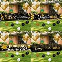 Happy Graduation Banner Graduate Decoration 2026 for Outdoor Backdrop Decor Congratulation Graduation Party Supplies Gifts