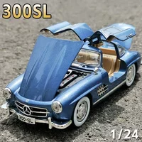 1:24 Scale 300SL Classic Car Model Toy Alloy Diecast Metal Sound Light Vintage Vehicle Models Collection Children's Toys Gifts