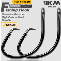 9KM Circle Hooks 25~50Pcs Saltwater Fishing Hooks Offset 3X Strong Wide Gap Live Bait Catfish Fishing Eagle Claw Circle Hooks