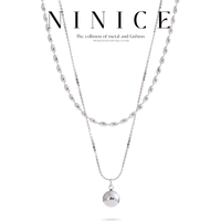 NiNice Necklaces for Women Stainless Steel Jewelry Double Layered Ball Pendant Accessory with Fashionable Design Simple Gift