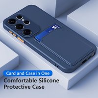 Luxury Soft Silicone Slot Wallet Card Holder Back Case for Samsung Galaxy S24 S23 S22 S21 S20 Plus FE A56 A55 A51 A57 A54 Cover