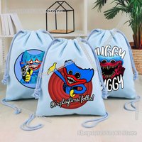 Cartoon Poppy Play Times Huggy Wuggy Print Draw Strings Bags for Party Small Gift Pouch Anime Figure Favors Sack Birthday Bags