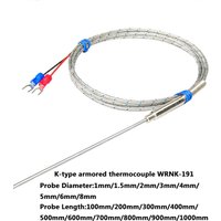 1100 ℃ K-type armored thermocouple WRNK-191 temperature sensor 1mm 1.5mm 2mm 3mm 4mm 5mm 6mm 8mm thermocouple probe temperature
