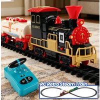 Remote Control Retro Steam Train Vintage Train Railway Set Model Electric Smoke Train Track Set Educational Toys Kids Gift