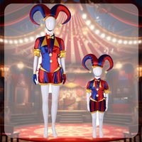 Women's the Amazing Digital Circus Pomni Cosplay Jumpsuit Full Set Halloween Clown Girl Costume for Party Fancy Dress