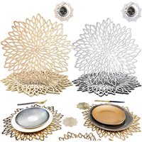 Set of 4 Metallic Placemats Set Vinyl Leaf Design Table Placemats for Christmas Thanksgiving Wedding Dinner Table Mat Coaster