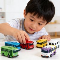 Korean Anime Tayo the little bus mini Plastic Pull Back Blue Tayo Gani Yellow Lani Green Red Rogi car model for kids Boy gift