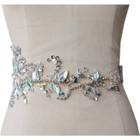 5 Colors Luxury Handmade Rhinestone Hot Diamond Material 32*12cm Tulle Apparel Decoration Party Dress Predecessor Waist Fabric