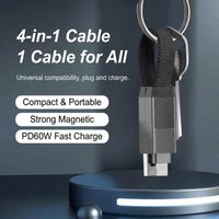 4 in 1 Multi Functional Magnetic Type-C Woven Charging Data Cable Lightning Durable fasting USB C Cord for i Phone HuaWei XiaoMi