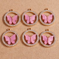 10pcs /Lot 24*22mm Cute Enamel Crystal Butterfly Pendants Charms for Jewelry Making DIY Earrings Necklace Accessories Supplies